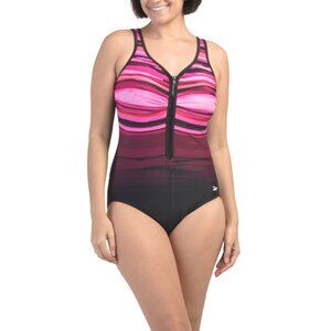 REEBOK Black Zipper One-piece Swimsuit